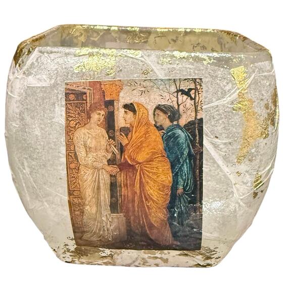 Unique handmade ethereal white and gold vase candle holder - Picture 2 of 5